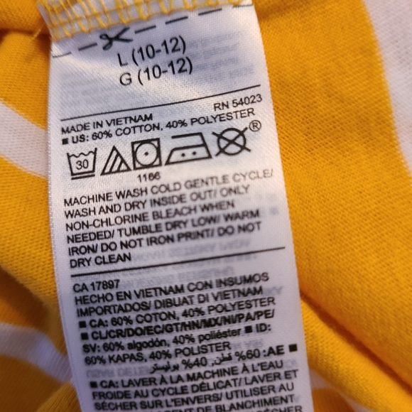 (396) Old Navy Woman's Original Long Sleeve T-Shirt, Size: L Color: Yellow/White - Picture 8 of 13